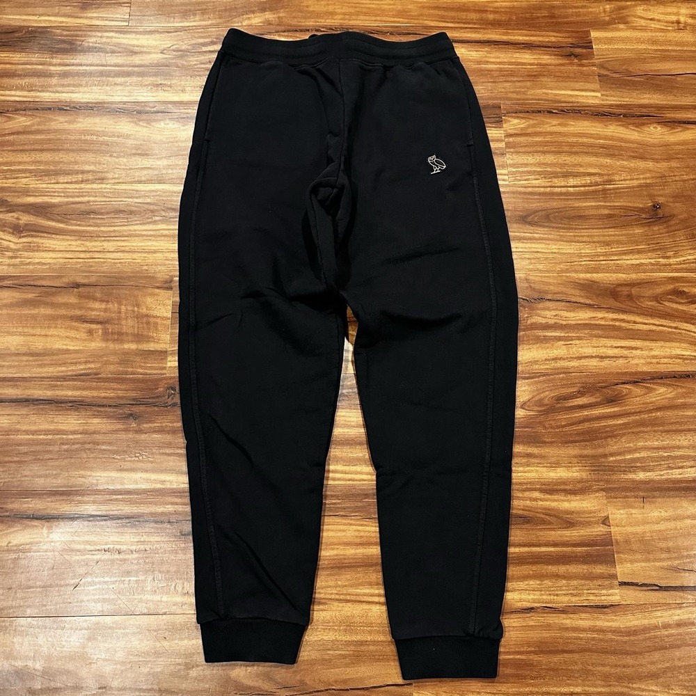 October's Very Own Sweatpants Mens Medium Black Fleece Joggers Owl Logo OVO
